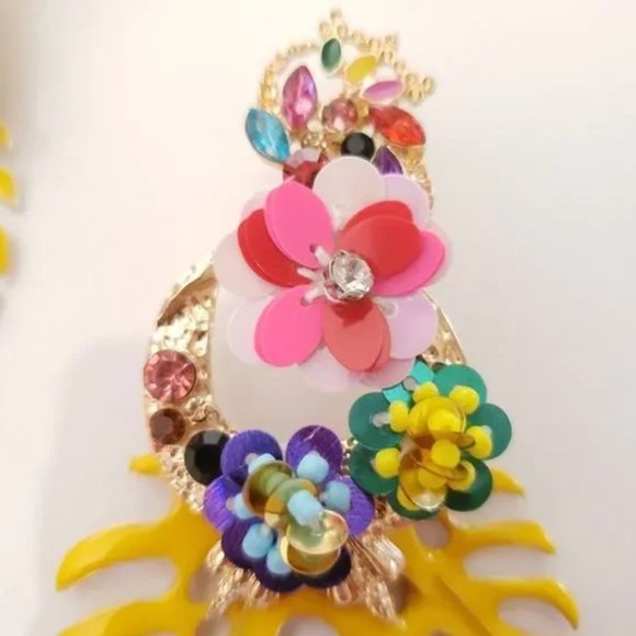 New! Zara Tropical Leaves Drop Earrings - Picture 4 of 9